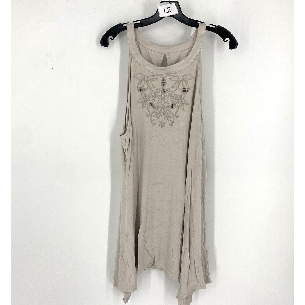 Torrid 3X Super Soft Ivory Embroidered Handkerchief High Neck Swing Tunic Tank - Picture 2 of 7